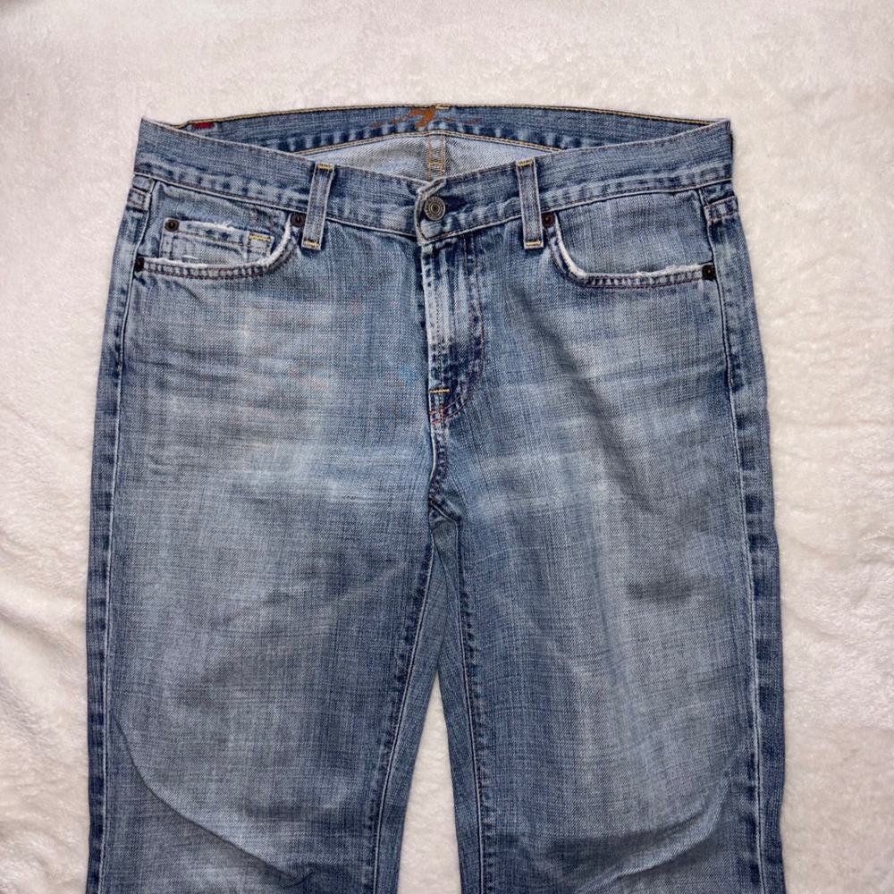 7 FOR ALL MANKIND Jeans Mens 30 Blue Bootcut Distressed USA T520061U-G-061U 29in - Picture 3 of 15